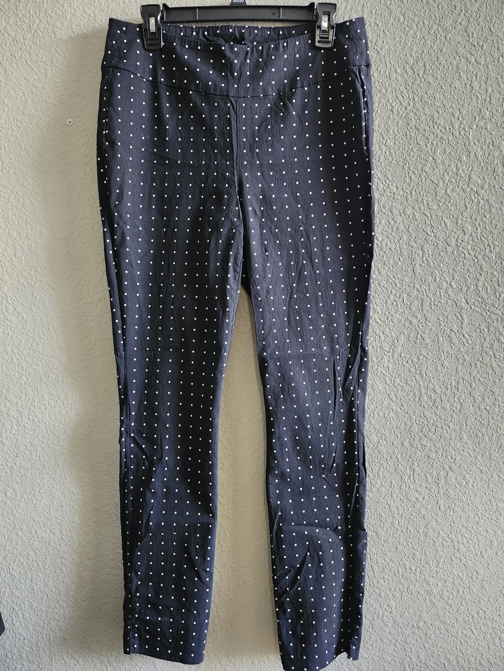 Roz & Ali Navy Slim Polka Dot Pants